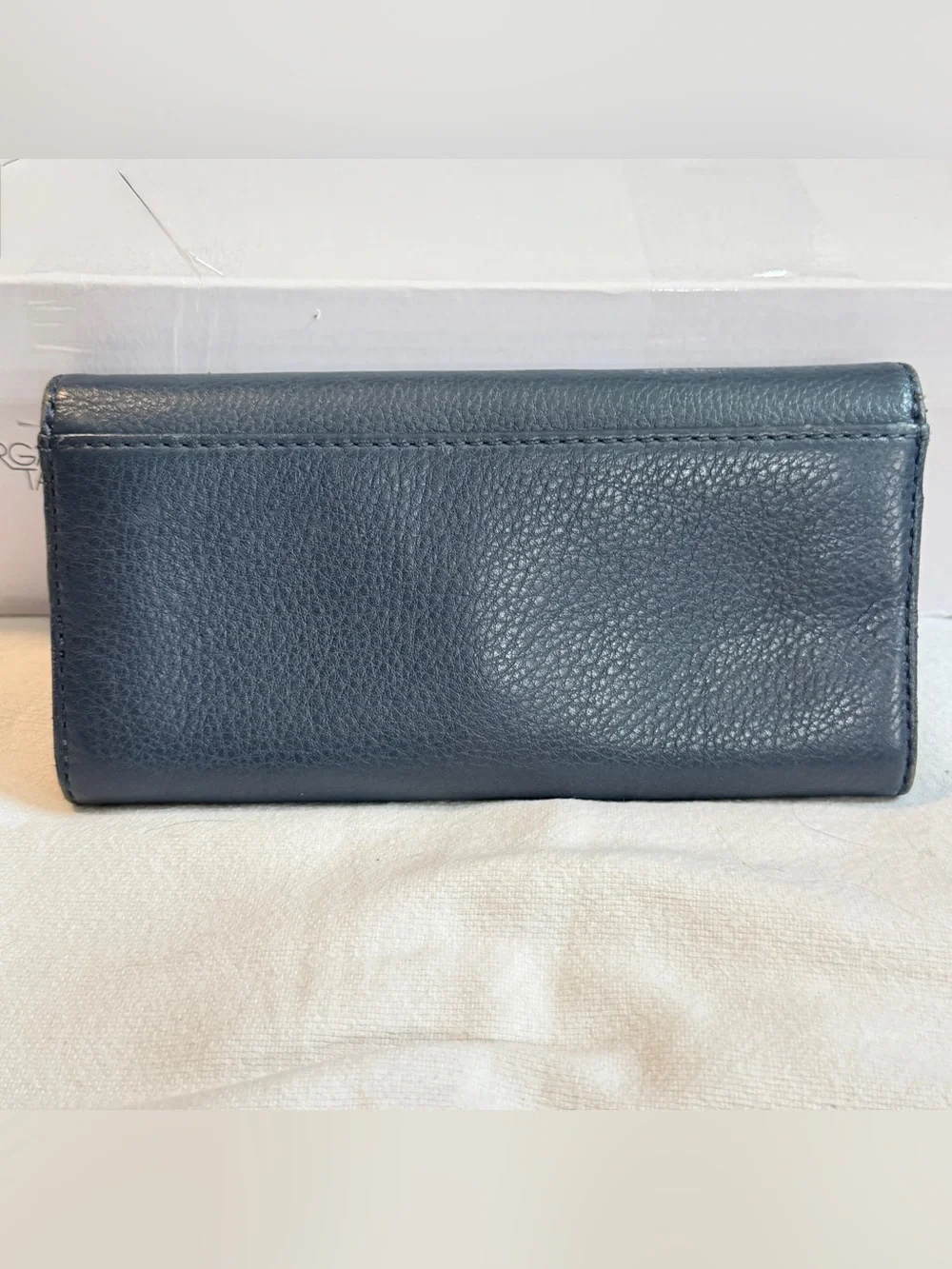 Michael Kors blue pebbled leather Fulton flap continental envelope womens wallet - Picture 2 of 10